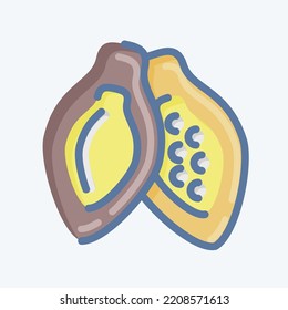Icon Cacao Pod. suitable for Nuts symbol. doodle style. simple design editable. design template vector. simple illustration