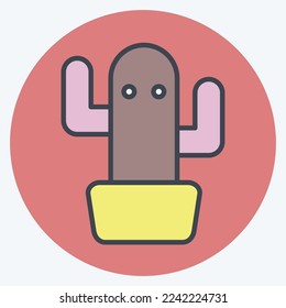 Icon Cactus 2. related to Flora symbol. color mate style. simple illustration. plant. Oak. leaf. rose