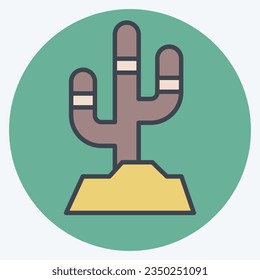 Icon Cactus. related to American Indigenous symbol. color mate style. simple design editable. simple illustration
