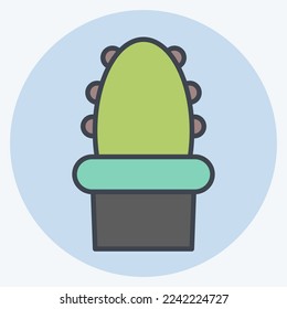 Icon Cactus. related to Flora symbol. color mate style. simple illustration. plant. Oak. leaf. rose