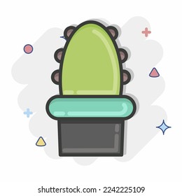 Icon Cactus. related to Flora symbol. Comic Style. simple illustration. plant. Oak. leaf. rose