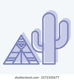Icon Cactus. related to Native American symbol. two tone style. design editable