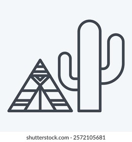 Icon Cactus. related to Native American symbol. line style. design editable
