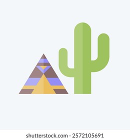 Icon Cactus. related to Native American symbol. flat style. design editable