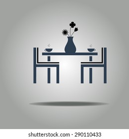 Icon cafe, restaurant, chairs, table, vase
