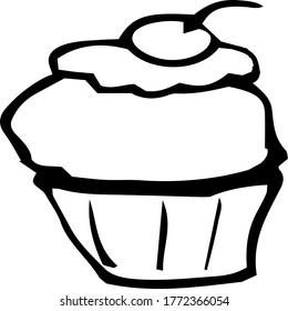El icono con la tarta. Se puede usar para postales, menús, etc. Fondo blanco.