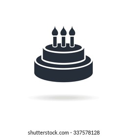 icon of cake with candles. Icon for birthday  or another special day. For bakery shop. Vector illustration