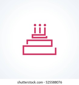 icon cake consists of line. Logo for bakery shop. Vector illustration