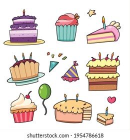 Icon cake cute with doodle style
