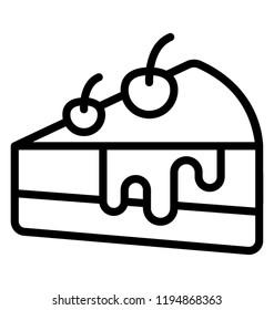 Icon of a cake piece having cherry on it