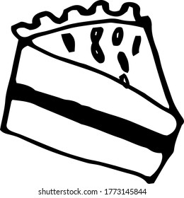 Icon with the cake. White background. It can be used for menu design, food delivery services, etc