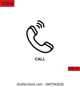 Icon cal ringing. Outline, line or linear vector icon symbol sign collection for mobile concept and web apps design.