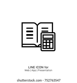 icon calculator ang book line single icon vector graphic design illustration