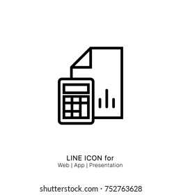 icon calculator bar chart statistic page line single icon vector graphic design illustration