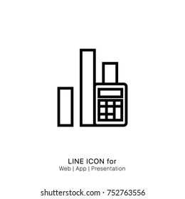 icon calculator and bar statistic line single icon vector graphic design illustration