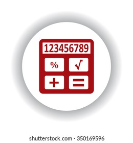 icon calculator, red isolated white background