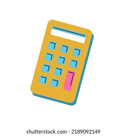 Icon calculator. School supplies. Flat cartoon vector illustration.