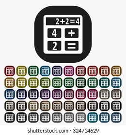 icon calculator. icon. vector design, set of colored buttons