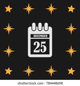 Icon calendar 25 Dec. Calendar icon in the trending style. Vector illustration. EPS 10.