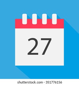 Icon calendar 27 days in  the flat style