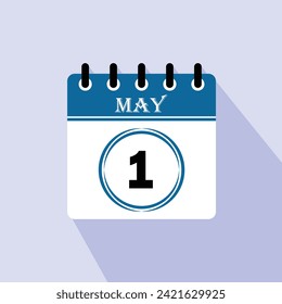 Icon calendar day - 1 May. 1st days of the month, vector illustration.