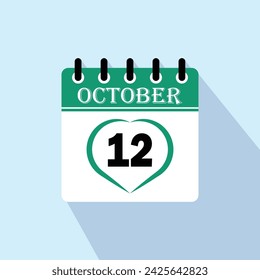 Día del calendario de iconos - 12 de octubre. 12 días del mes, ilustración vectorial.