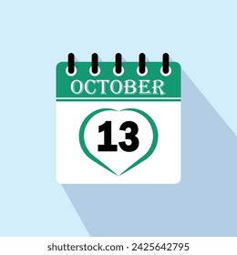 Icon calendar day - 13 October. 13th days of the month, vector illustration.