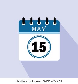 Icon calendar day - 15 May. 15th days of the month, vector illustration.