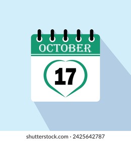 Icon calendar day - 17 October. 17th days of the month, vector illustration.