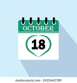 Icon calendar day - 18 October. 18th days of the month, vector illustration.