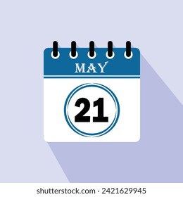 Icon calendar day - 21 May. 21 days of the month, vector illustration.