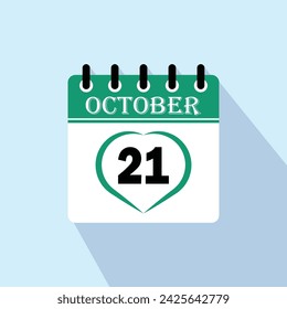 Icon calendar day - 21 October. 21 days of the month, vector illustration.
