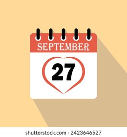 Icon calendar day - 27  September. 27 days of the month, vector illustration.