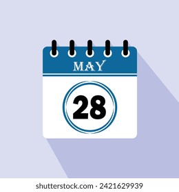 Icon calendar day - 28 May. 28 days of the month, vector illustration.