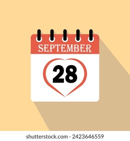 Icon calendar day - 28  September. 28 days of the month, vector illustration.