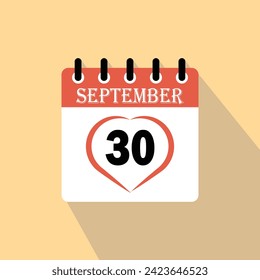 Icon calendar day - 30  September. 30 days of the month, vector illustration.