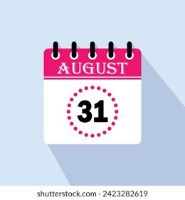 Icon calendar day - 31 August. 31 days of the month, vector illustration.