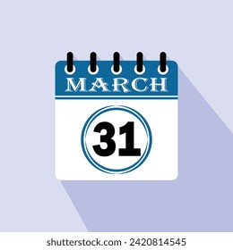 Icon calendar day - 31 March. 31th days of the month, vector illustration.