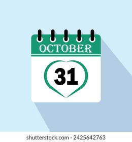 Icon calendar day - 31 October. 31 days of the month, vector illustration.