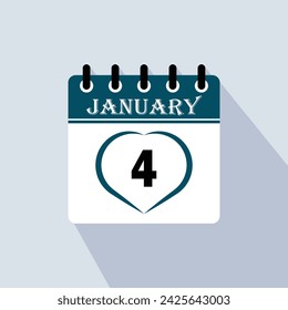 Icon calendar day - 4 January. 4th days of the month, vector illustration.