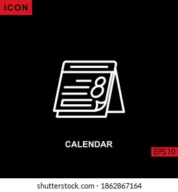 Calendario de iconos con ocho vectores de números sobre fondo negro. Línea de ilustración, icono lineal, lineal y lineal para gráficos, interfaces de medios impresos y diseño web.