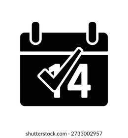 Icon of a calendar marking the fourth as a completed task