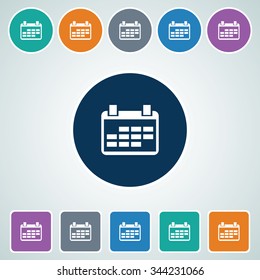 Icon of Calendar in Multi Color Circle & Square Shape. Eps-10.