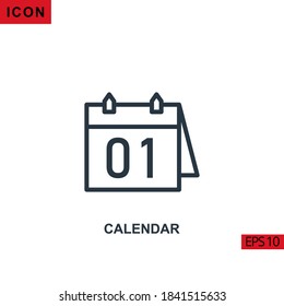 Icon Calendar. Outline, line or linear vector icon symbol sign collection for mobile concept and web apps design.