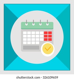 Icon of calendar page with tick mark