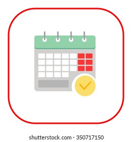 Icon of calendar page with tick mark