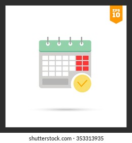 Icon of calendar page with tick mark