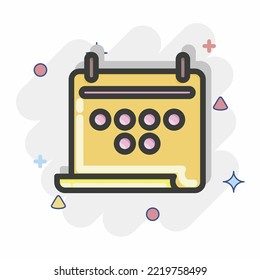 Icon Calendar. related to Combat Sport symbol. Comic Style. simple design editable. simple illustration.boxing