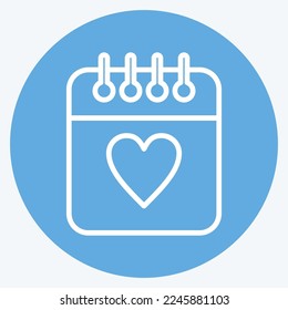 Icon Calendar. related to Valentine's Day symbol. blue eyes style. simple design editable. simple illustration
