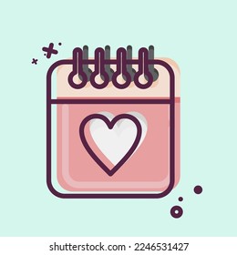 Icon Calendar. related to Valentine's Day symbol. MBE style. simple design editable. simple illustration